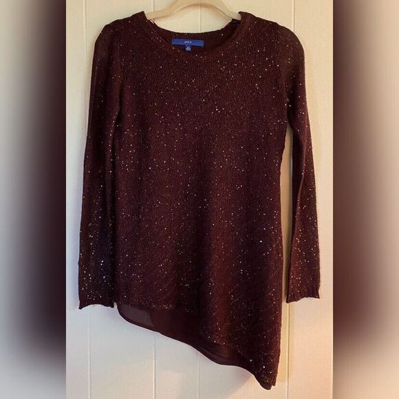 Apt. 9 Top Women’s XS Brown Asymmetrical Sparkly Lined Party - Picture 1 of 6